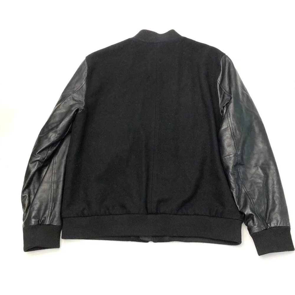 Marks & Spencer Autograph Leather Sleeve Wool Letterman Bomber Jacket Mens Large